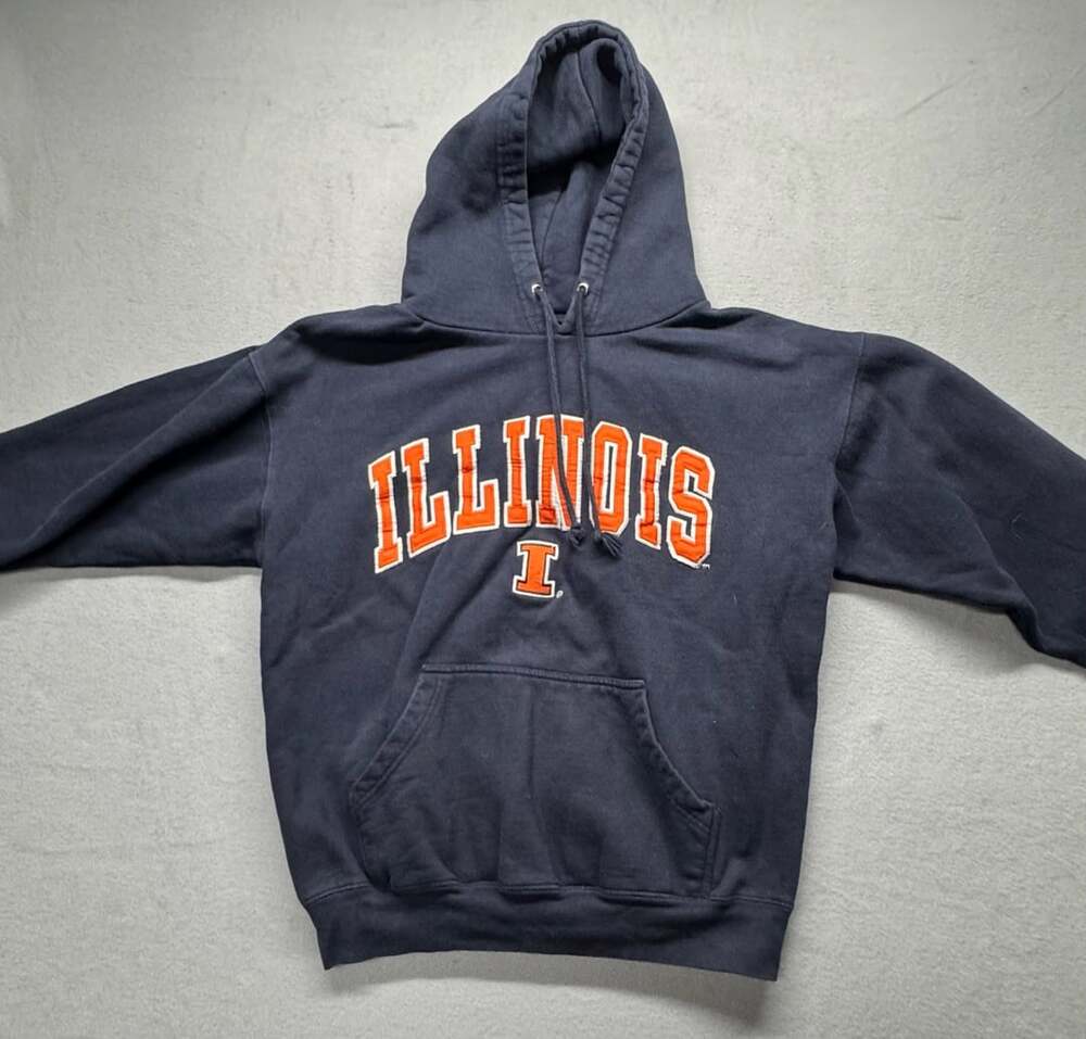 Old Varsity Brand Illinois Fighting Illini Navy Blue Hoodie Sweatshirt Medium